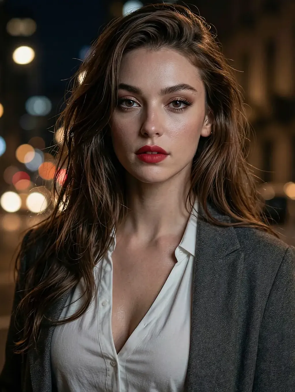 Fictional AI character featured on the second landing page, in daylight